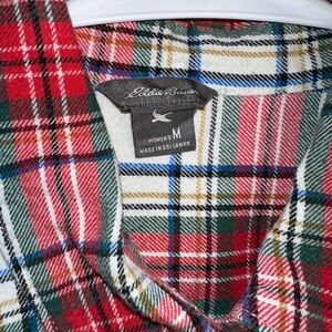 Eddie Bauer Red and Green Plaid Button Down Shirt